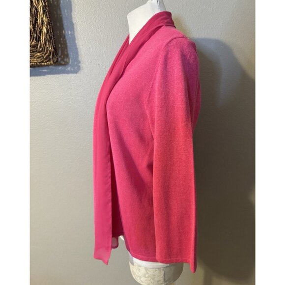 Kasper Cardigan Jacket L Large Pink Lightweight Ruffled - Picture 7 of 15